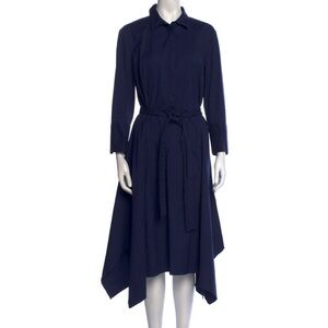 Lafayette 148 Handkerchief Hem Shirt Dress, size 14, color navy blue